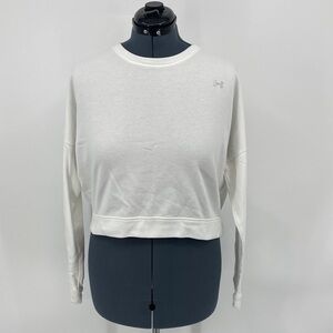 Under Armour Women's White Cropped Sweatshirt DROPPED SHOULDER WOMENS SIZE M